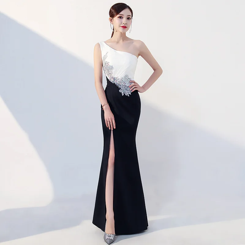 Модное платье на одно плечо в винтажном стиле Платье Qi Pao для женщин китайском