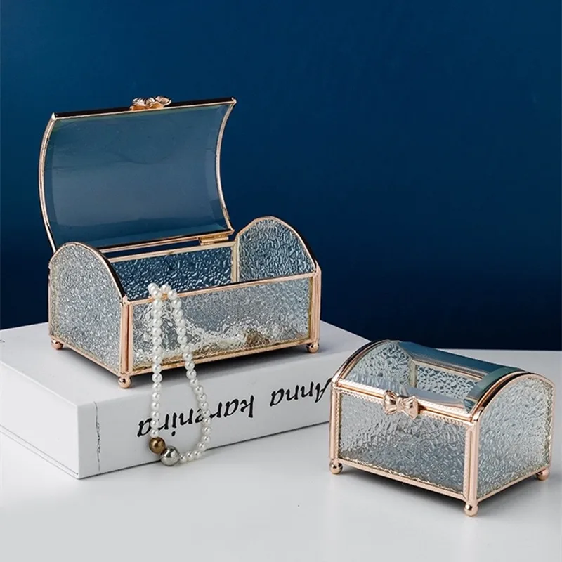 

Glass jewelry box Dressing table accessories storage box Desktop ornament Home furnishings Send a Gift Water pattern glass beads