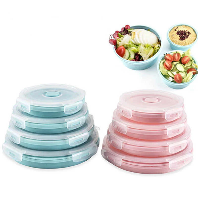 4 шт./компл. Коробки для обедов Портативный складной хранения Еда контейнер с