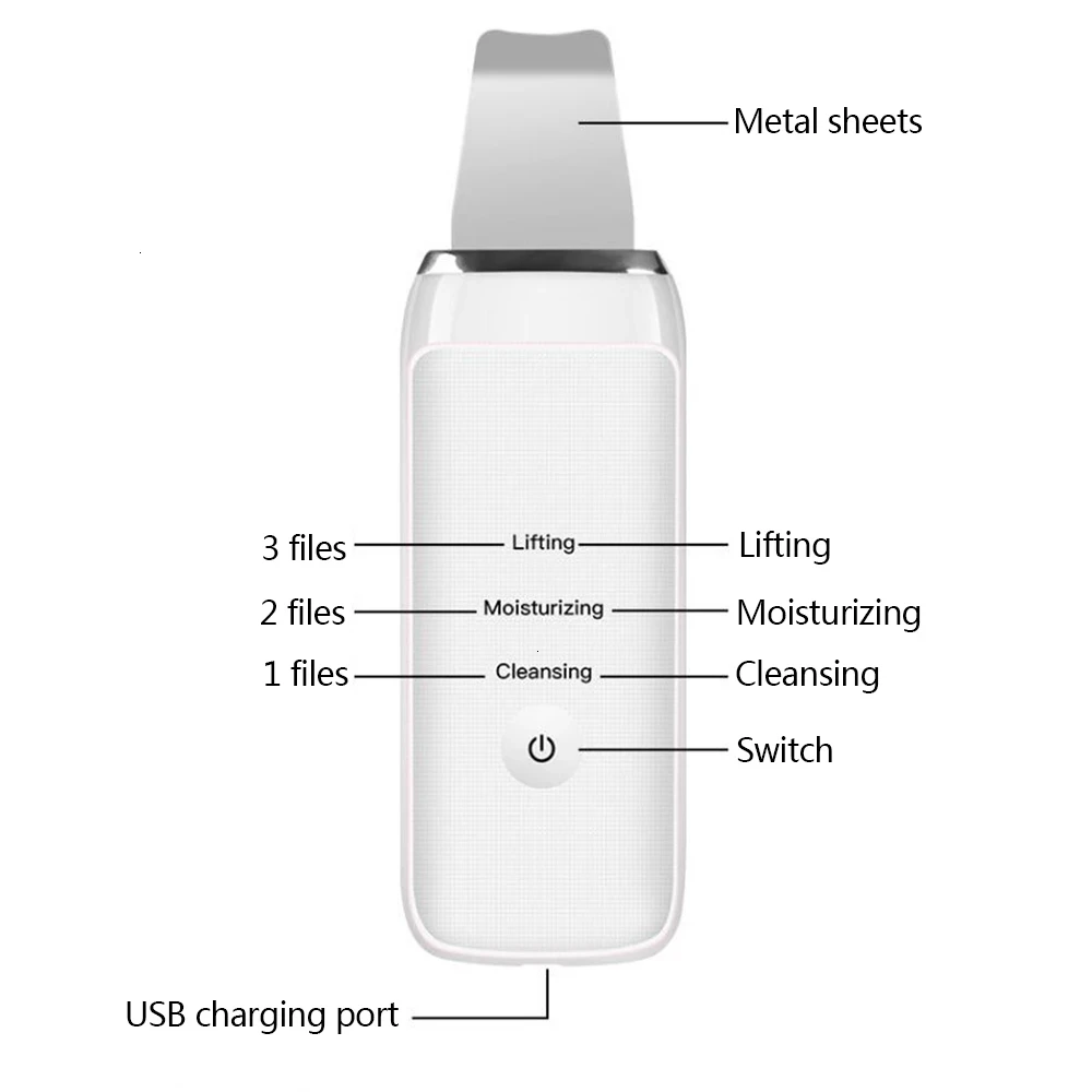 

Facial Cleansing Facial Pore Cleaner Ultrasonic Facial Skin Scrubber Cleaner Exfoliating Scraper Exfoliating Beauty Apparatus