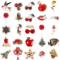 new red car owl rose flower cat bird brooch collar pins corsage animal badges jewelry women kids brooches