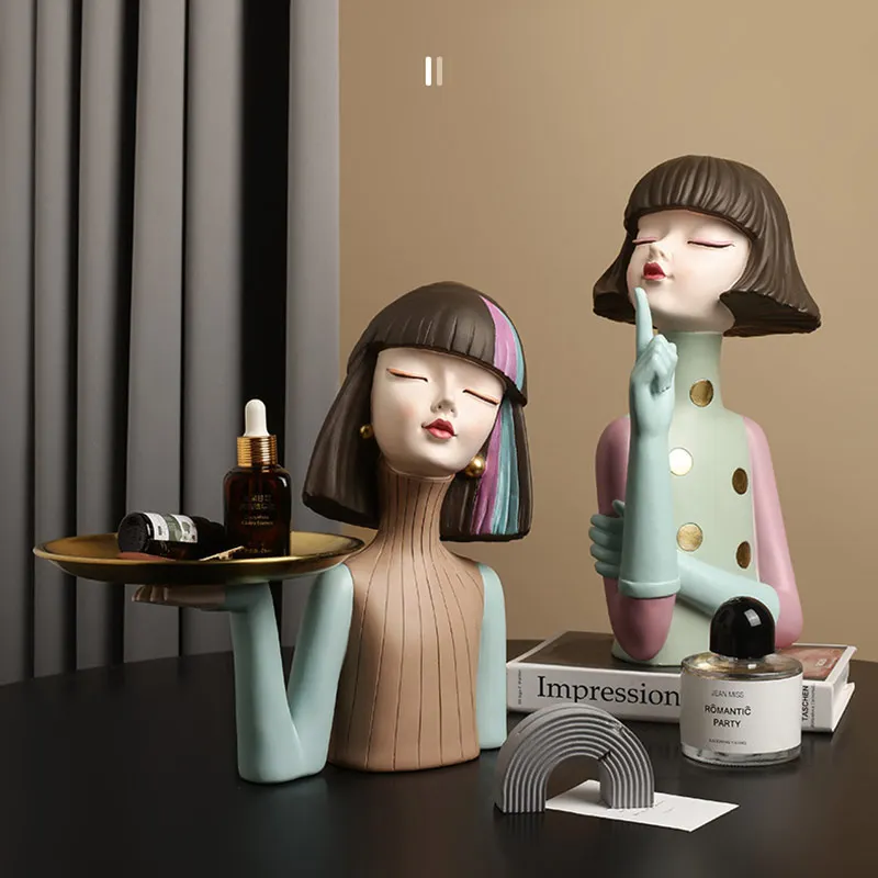 

Скандинавская Мода для девушек украшение статуи лоток для хранения косметики домашний декор для гостиной украшение для комода Подарочная ...