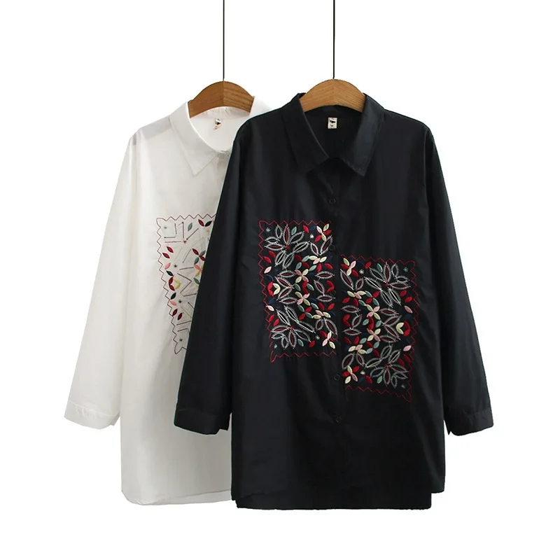 Осенние женские рубашки, женские топы, женские блузки с длинным рукавом, асимметричная Свободная Женская одежда с вышивкой, K91 9015 от AliExpress WW