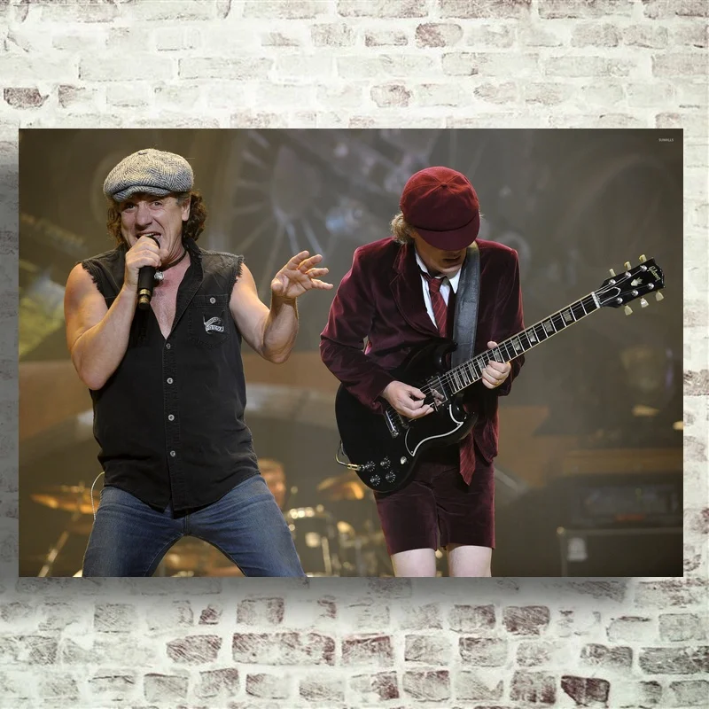 Молодой плакат Брайана Джонсон и Ангус художественный Шелковый декор комнаты