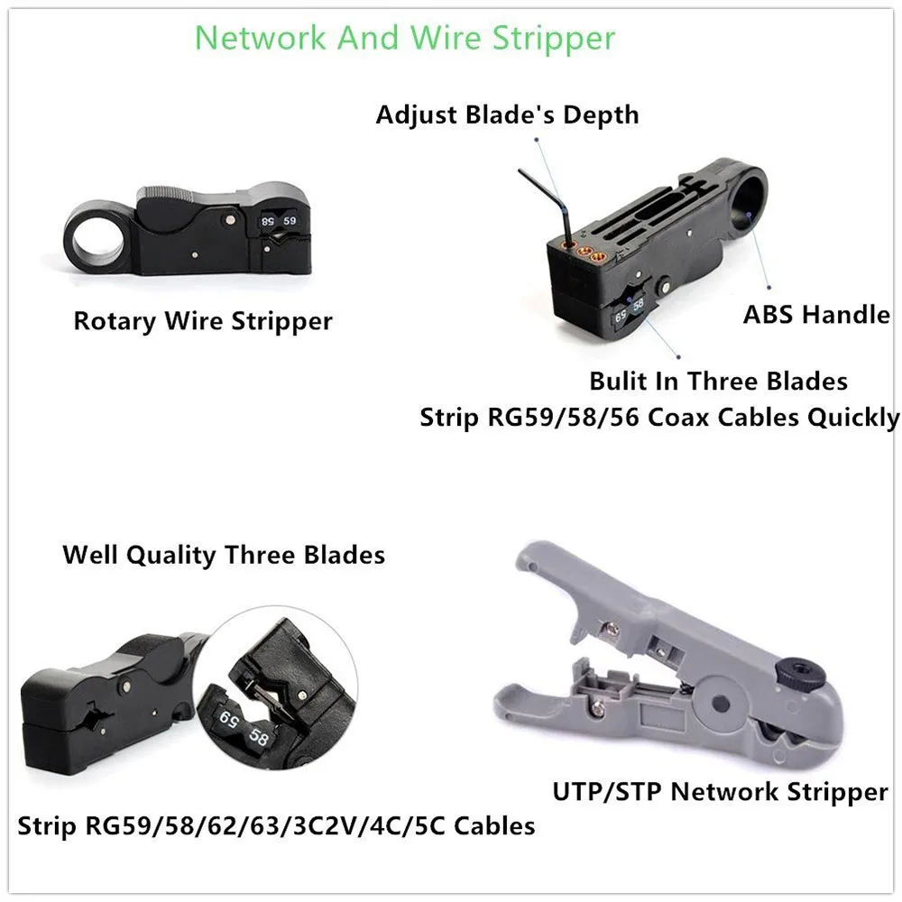 Портативный набор инструментов для ремонта локальной сети RJ45 RJ11 RJ12 CAT5 CAT5e Utp