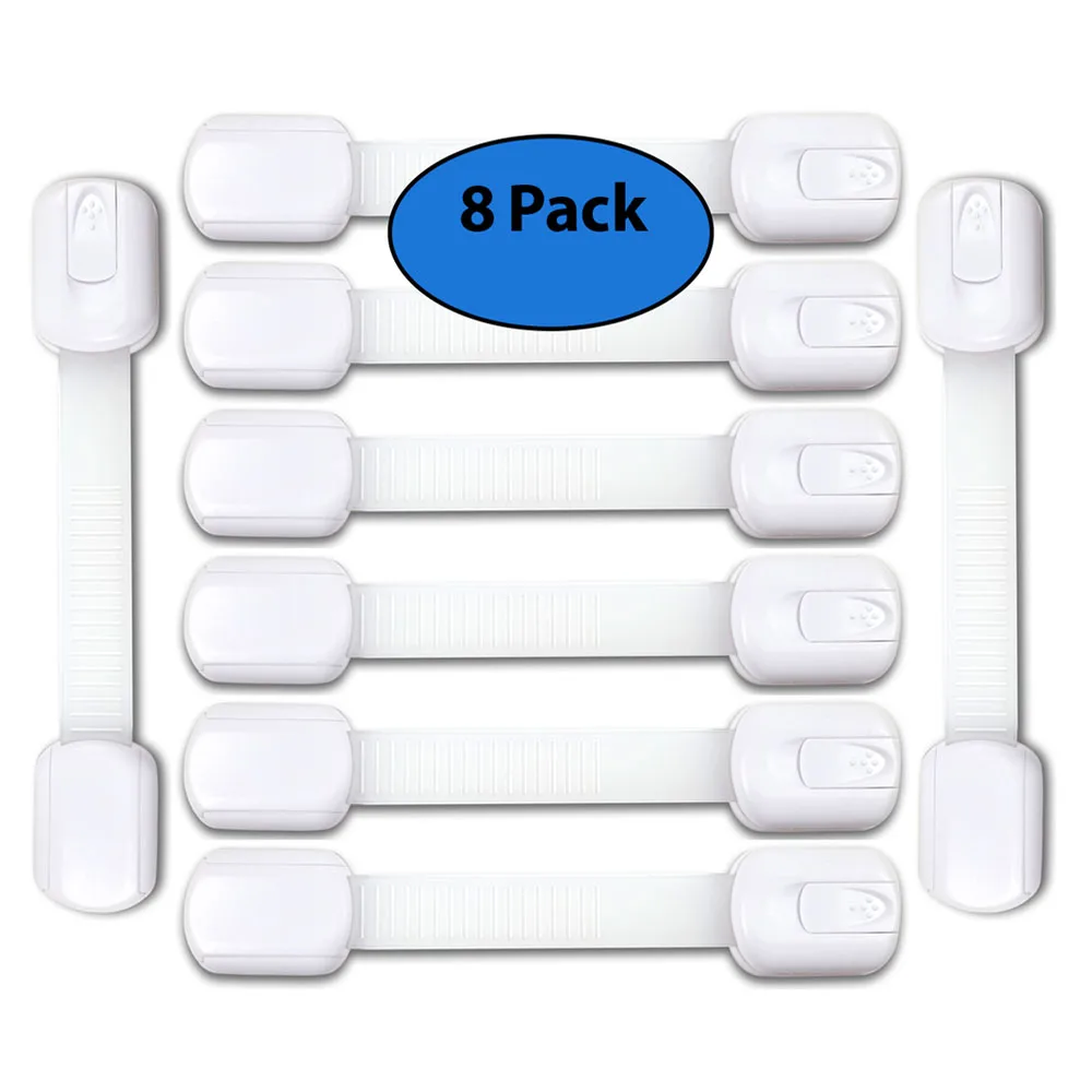 Cerraduras de seguridad ajustables para ni&ntilde;os, a prueba de ni&ntilde;os y beb&eacute;s, cajones de electrodom&eacute;sticos con adhesivo Extra fuerte 3M, 8 Uds.-0