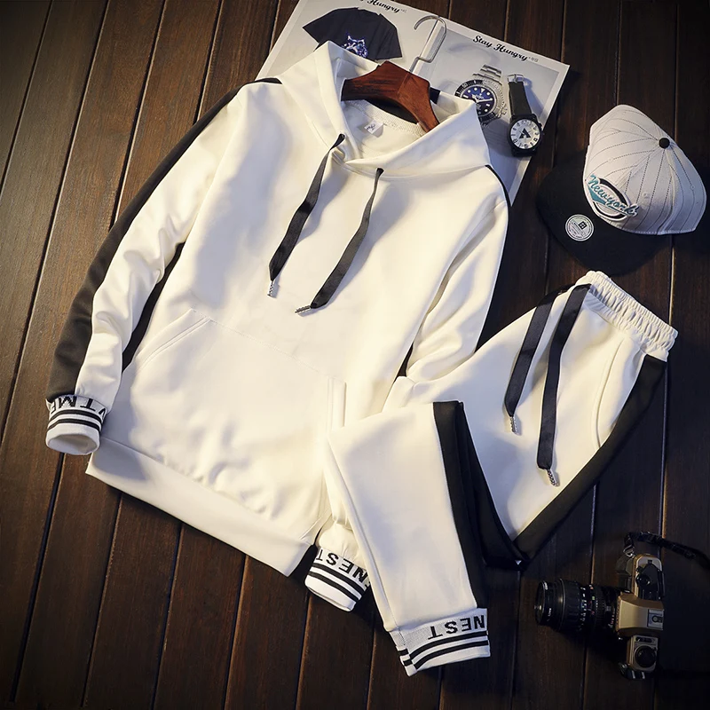 Мужской теплый спортивный костюм Повседневная флисовая толстовка с капюшоном и