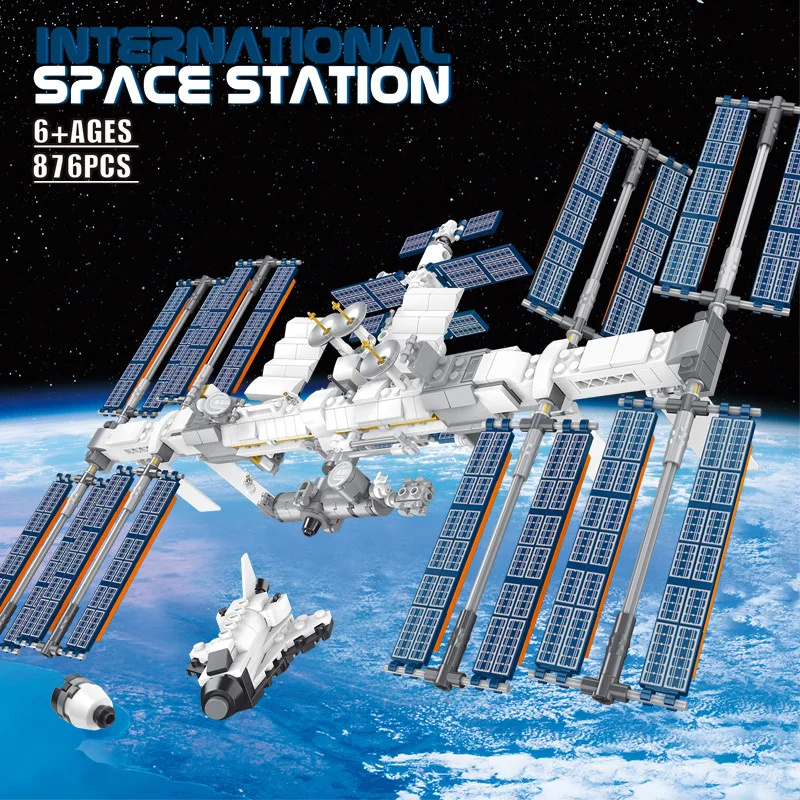 

International Space Station Space Creative Series Space Exploration Assembled Model Building Block Toy Gift