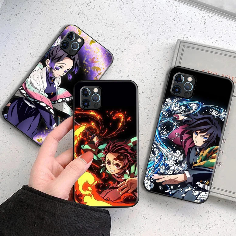 

Cartoon Anime Demon Slayer Phone Case For iPhone 12 13 12 Pro 11 11 Pro X XR 7 8 Plus 6 6S Kimetsu No Yaiba Soft TPU Fundas