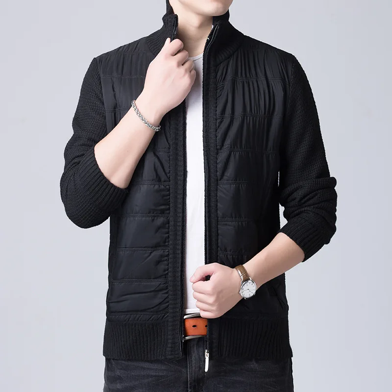 Новинка 2019 Осень-зима мужской толстый свитер пальто мужские парки пэчворк на