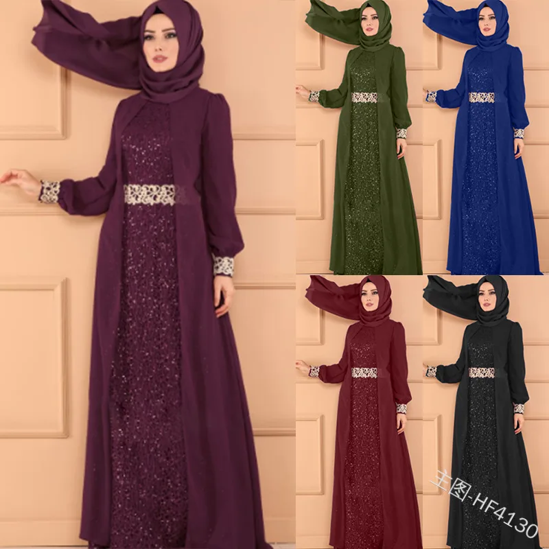 Расшитое блестками мусульманское женское поддельное два платья Инди фолк