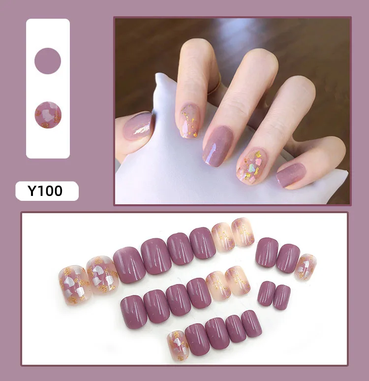 

24Pcs / Set Wearable False Nails Patch Multiple Styles Fake Nail Stickers Waterproof Removable Nail Art Patch for Women