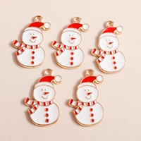 10pcs 2417mm cute enamel christmas snowman charms for original jewelry making accessories pendants necklaces earrings diy