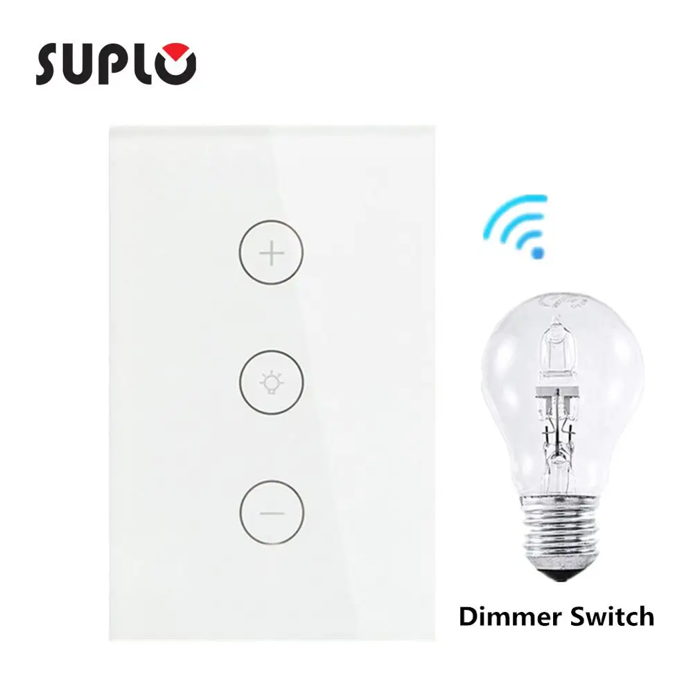 SUPLO US Switch Wireless Timing Wall Home Dimmer Light Tempered Electrical Plug Smart WIFI Touch Panel APP Voice Remote Control от AliExpress WW