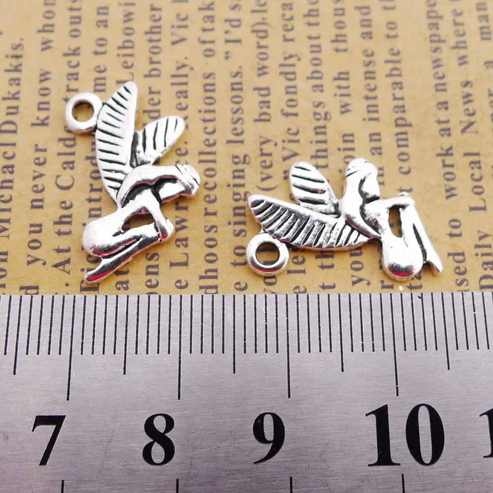 

200pcs Fairy Charms 13mm x 18mm DIY Jewelry Making Pendant Antique Silver Color