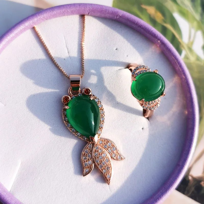 Женский комплект ювелирных изделий Jadery ожерелье/кольцо из розового золота 925