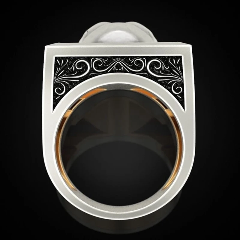 

2020 NEW Unique Design Two Tone Punk Silver Plated Skull Ring Secret Compartment Gift Ring