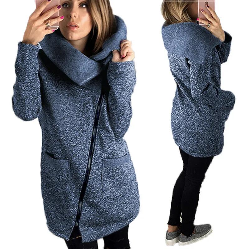 

QNPQYX Fashion Autumn Winter Woman Jackets Plus Size Cotton Overcoat Lapel Zipper Loose Outerwear For Female Causal Women Jacket