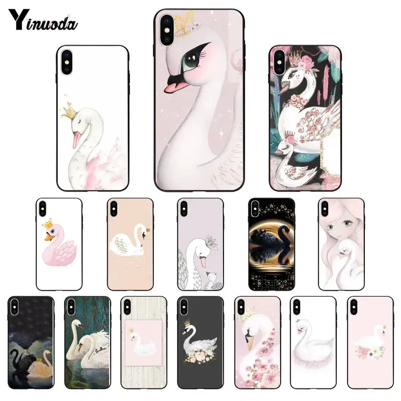 YiNuoDa Белый лебедь черный мягкий чехол для телефона iPhone 6 6S 7 8 Plus X XS MAX 5 5S SE XR 11 pro max