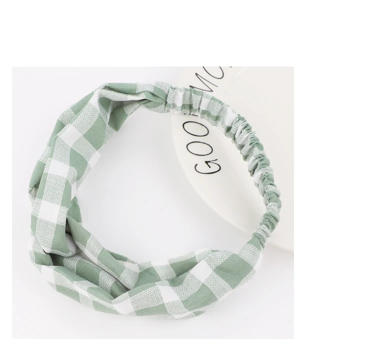 Fashion Plaid Cross Knot Headband Head Band Turban Elastic Hairband Twist Head Wrap Hair Accessories for Women Girls Headwear