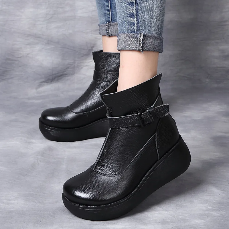 Xiuteng 2021 winter Genuine Leather Ankle Boots Handmade Lady soft Flat shoes comfortable Casual Moccasins side Zip | Обувь