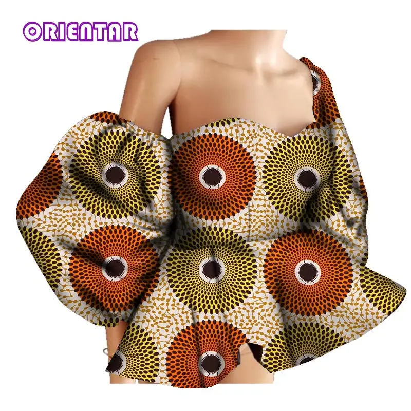 New Cotton Women Shirts African Wax Draped Print Shirts for Women Bazin Riche Patchwork African Style Clothing WY3397 - Цвет: 11