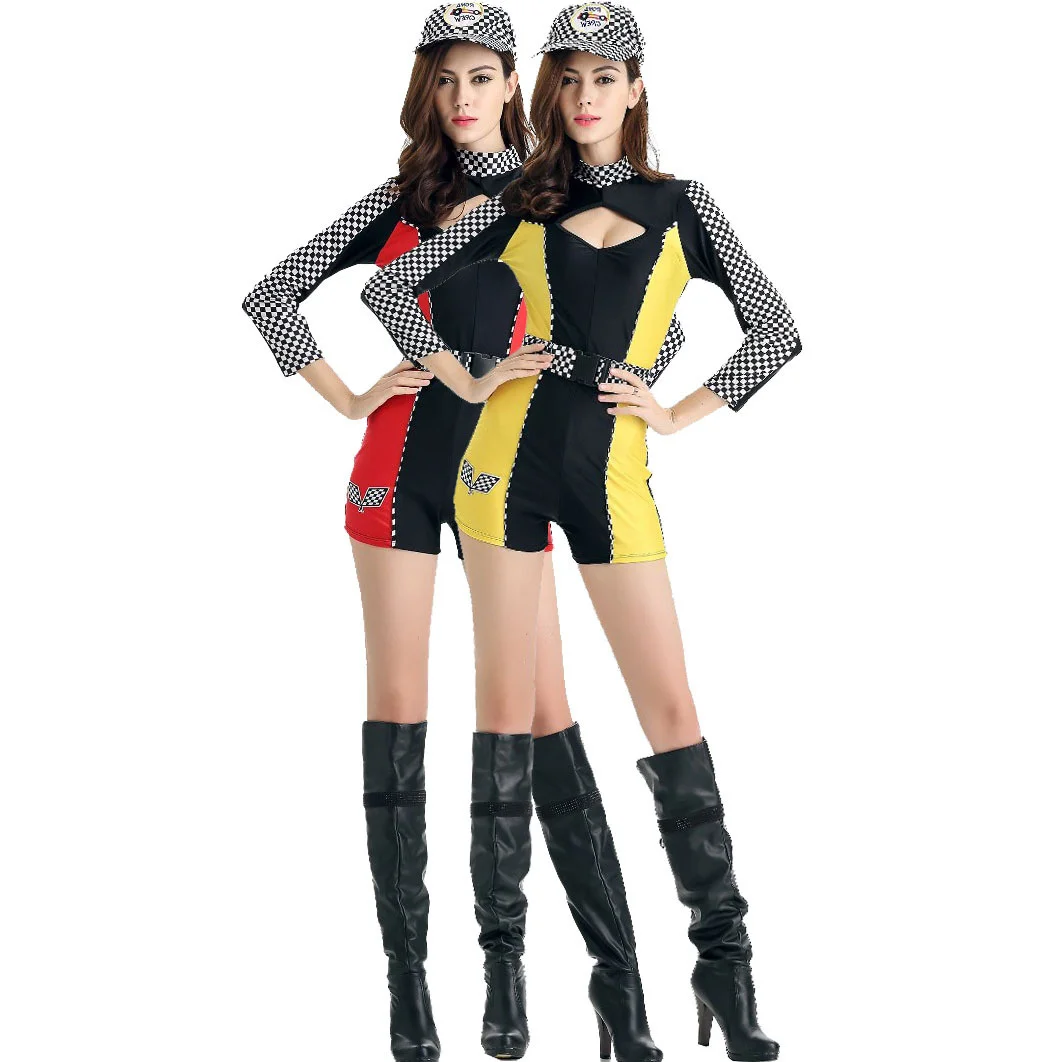 

M-xl Sub Size Racing Girl Motorcycle Suit Model Long Sleeved Cheerleading Dress Night Performance Dress