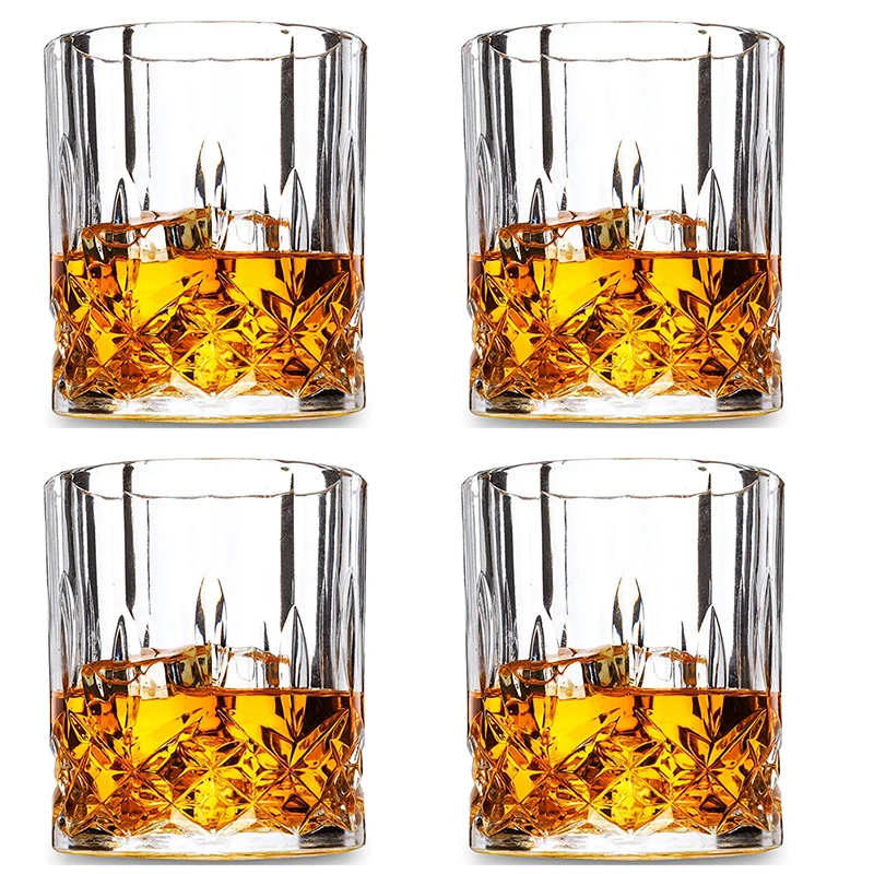 

Hellodream lead-free classic design rock style whiskey glass barware old fashioned glass for scotch Set of 6-8.45 oz