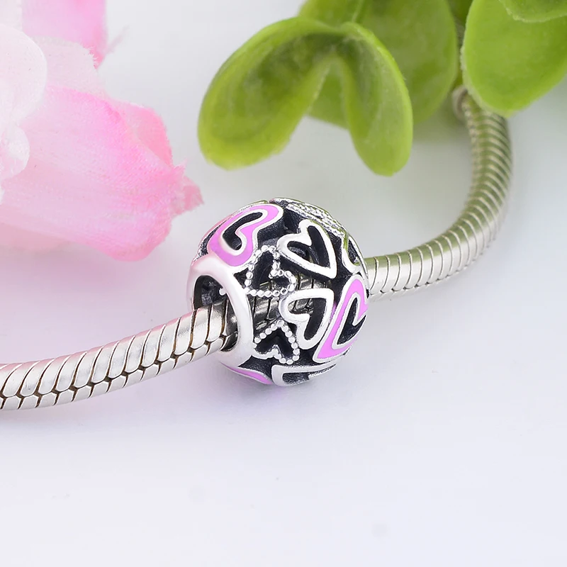 100% Аутентичные 925 серебряные полые искусственные бусины подходят для