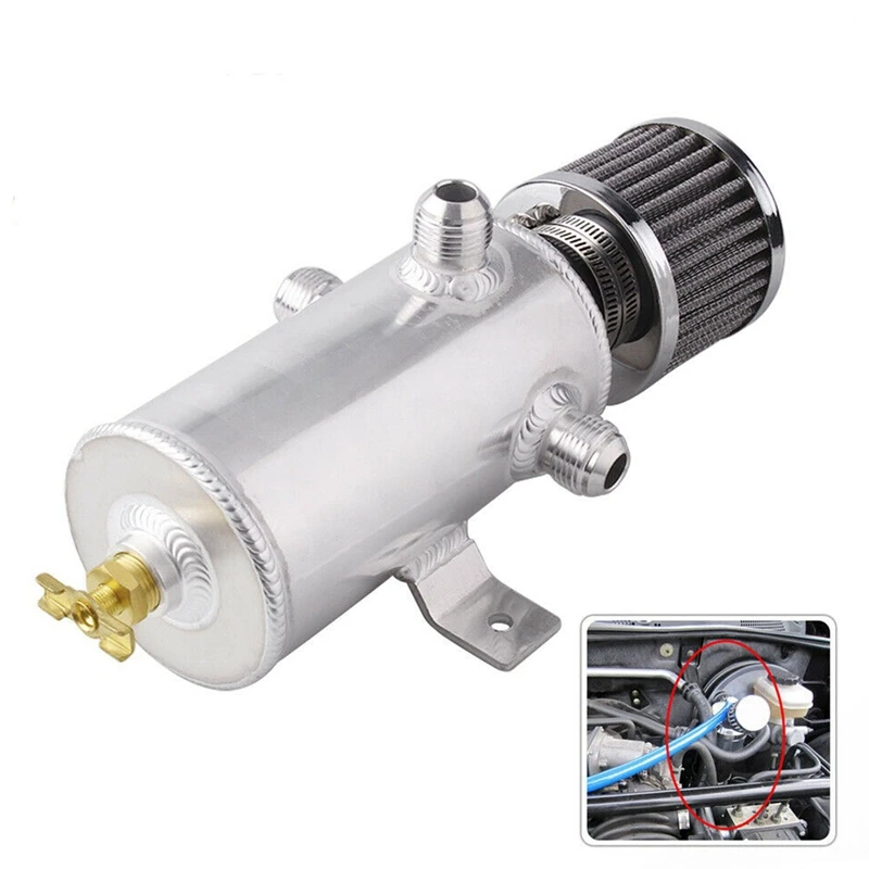 750Ml Universal Aluminium Baffled Engine Oil Catch Can with 2X AN10 Twin Port Breather Filter Car Fuel Tank | Автомобили и