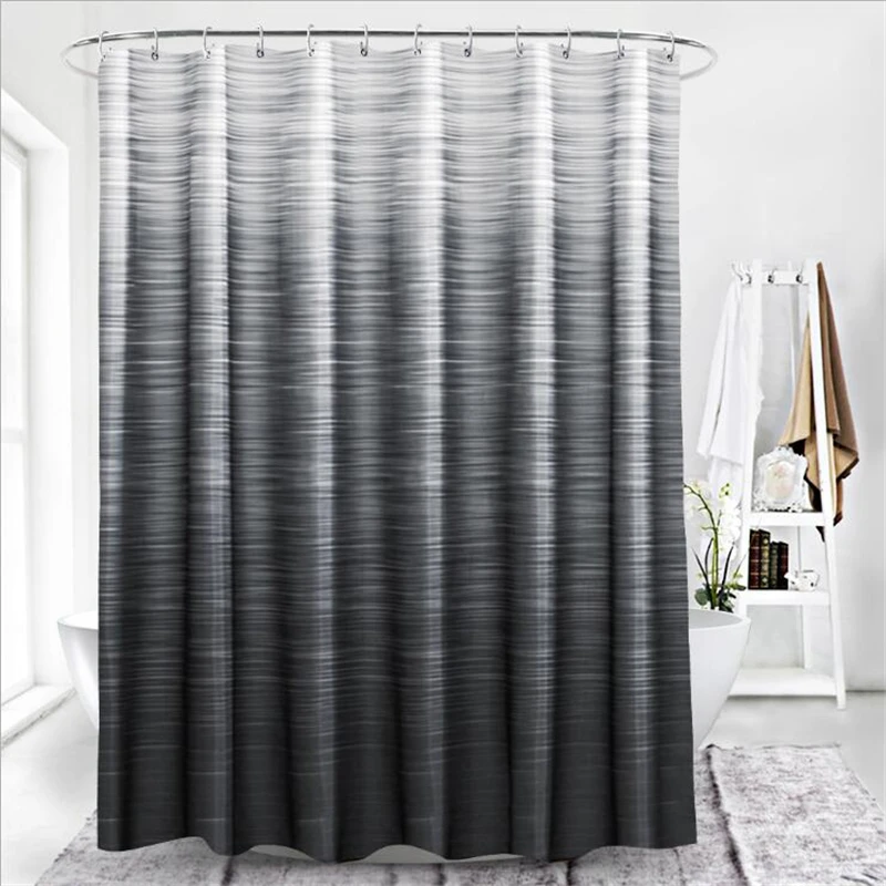

Creative high-grade gradient printing striped shower curtain waterproof mildew thick polyester cloth toilet partition curtain