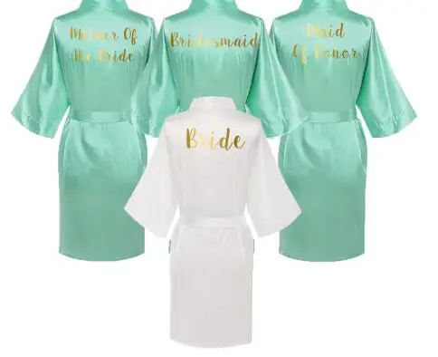Атласные шелковые халаты большого размера Свадебный халат для невесты подружки