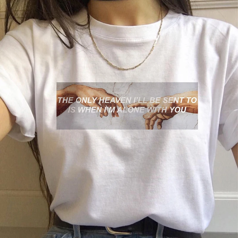 2021 Новое небо ад принтованная женская футболка с Микеланджело женские туфли в