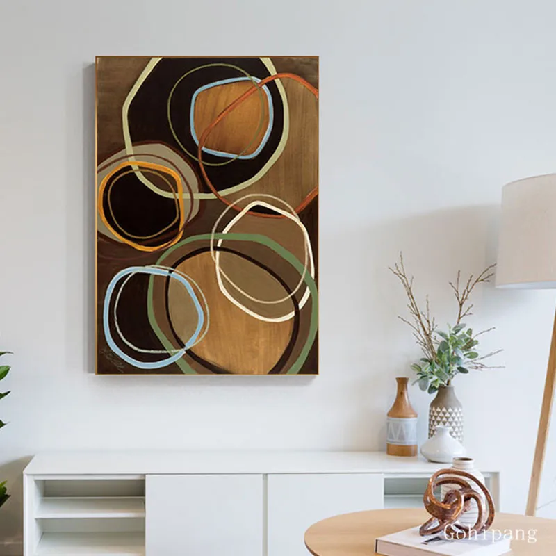 Современные красочные Пузырьковые круги холщовая живопись стильный плакат