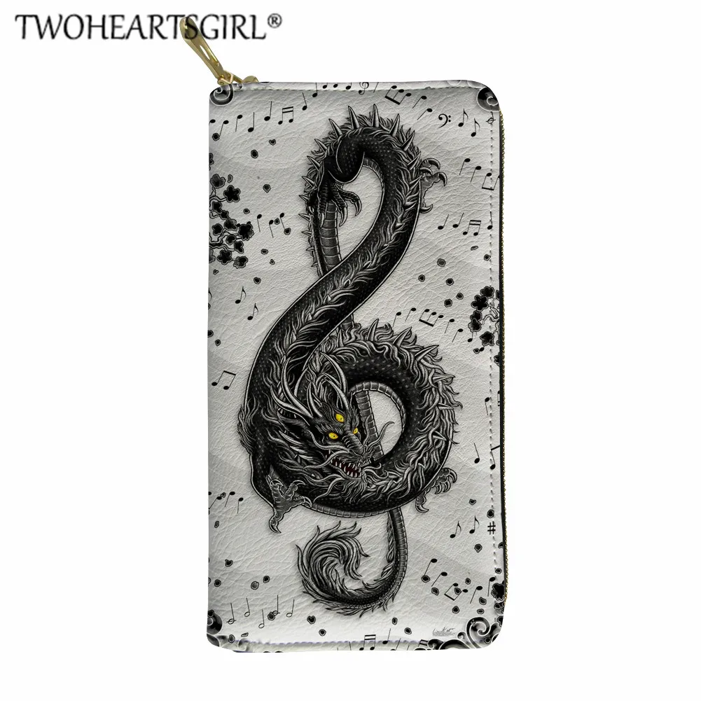 Twoheartsgirl, женские кошельки с музыкальным драконом, уникальные нотки, длинные кожаные кошельки, клатч, сумки для денег, женские держатели для карт - Цвет: YY2014Z21