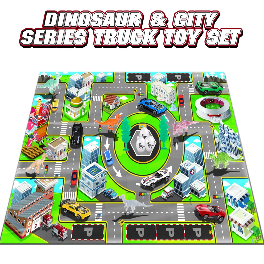 

iBaseToy 19pcs/pack Carrier Truck Set Vehicles Dinosaurs Transport Car for Boys Girls Children Gift