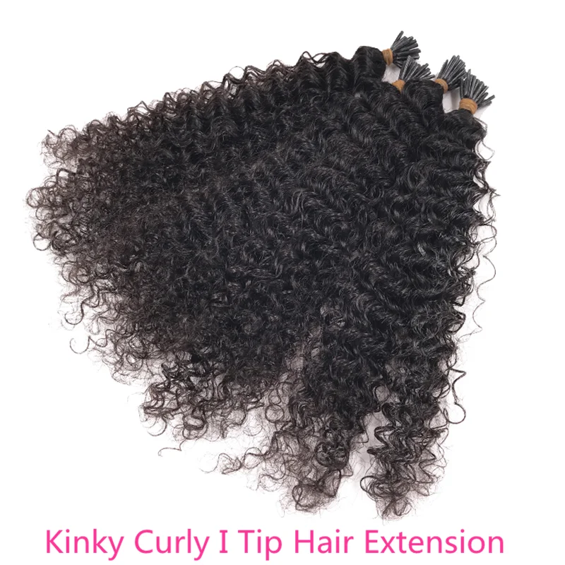 Brazilian Kinky Curly Microlinks I Tip Human Hair Extensions Hair Bulk For Women Natural Color 1/2/3 Bundles Virgin Hair