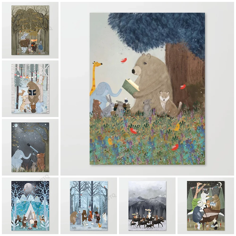 WTQ цельный плакат холст картина постеры с животными Jungle Постер Настенный декор