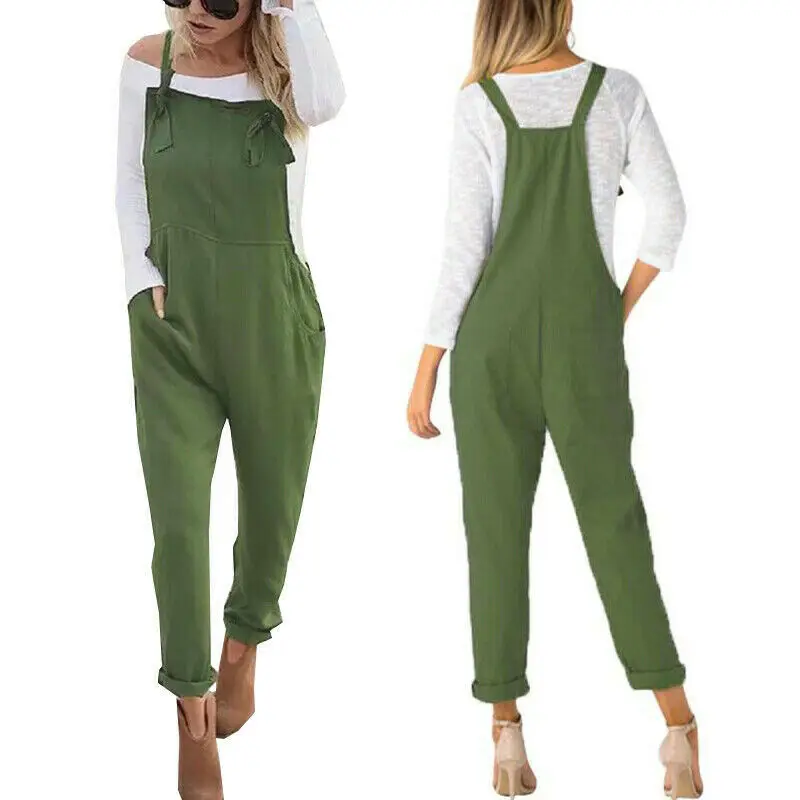 

Women's Strappy Casual Wide Legs Loose Jumpsuit Romper Bib Cargo Pants Dungaree