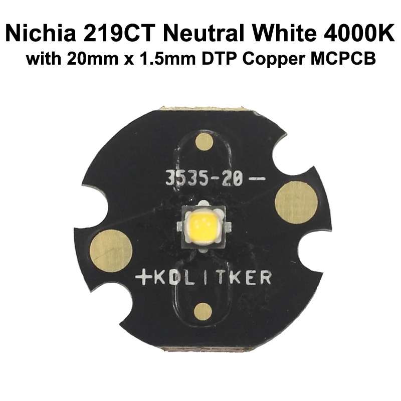 Nichia 219CT нейтральный белый 4000K CRI80 светодиодный излучатель с KDLITKER DTP медный MCPCB (1 шт.)