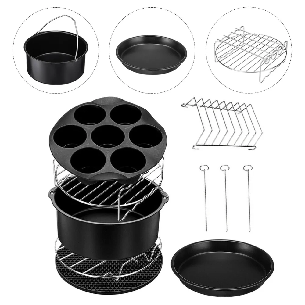 

1 Set of Air Fryer Accessories Barbecue Party Cooking Set Kitchen Set (Black)