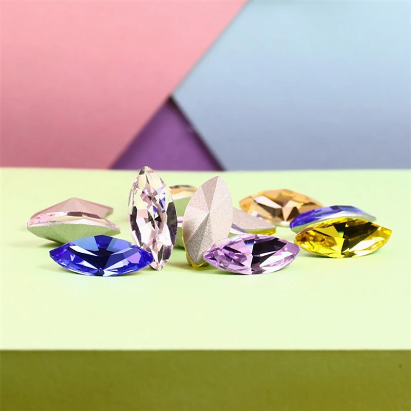 Хрустальные камни конский глаз Navette K9 стеклянный клей на стразы аппликации для