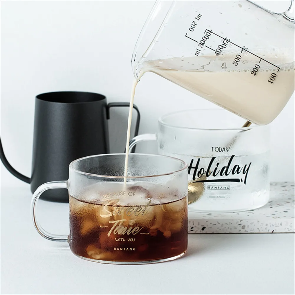 Стеклянная кружка для чая с молочным соком креативная черная позолоченная