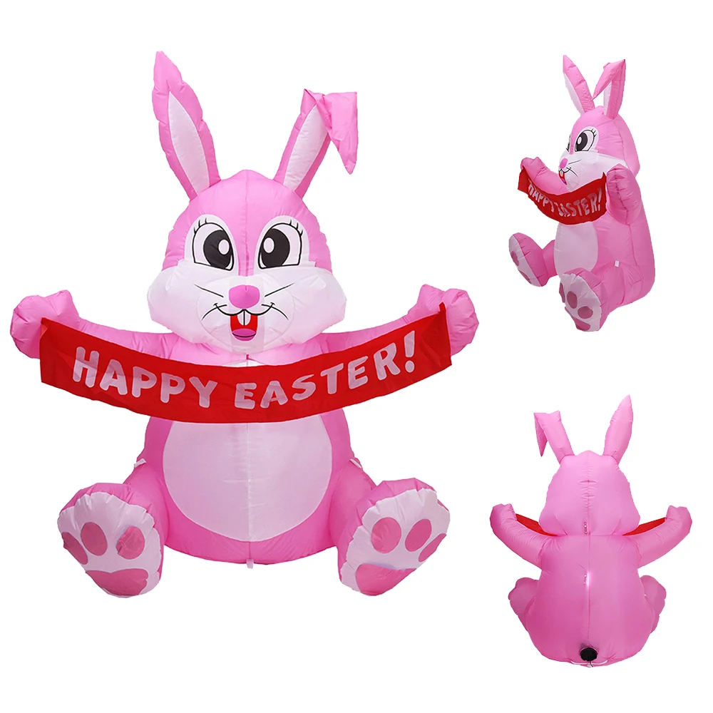 

1.5m Inflatable Happy Easter Bunny Doll Toy LED Night Light Figure Yard Outdoor Garden Party Ornament Decorations
