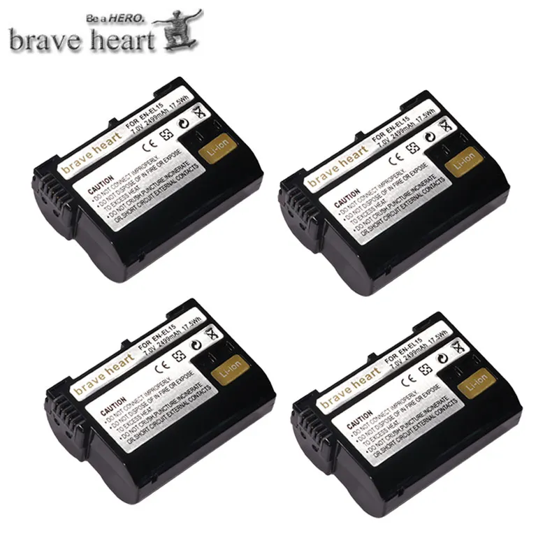 4battery МА/ч. аккумулятор EN-EL15 ENEL15 RU EL15 EN-EL15A RU EL15A Камера Батарея для цифровых зеркальных фотокамер Nikon D600 D610 D800 D800E D810 D7000 D7100 D7200 L15 - Цвет: 4battery