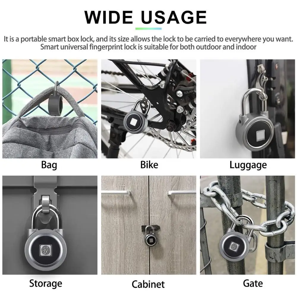 Сканер отпечатков пальцев Bluetooth замок перезаряжаемый IP65 Водонепроницаемый
