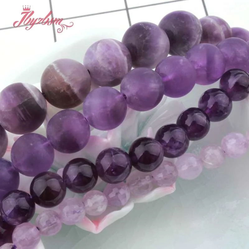 Круглые бусины из кварца с гладкой огранкой и морозом россыпью натурального