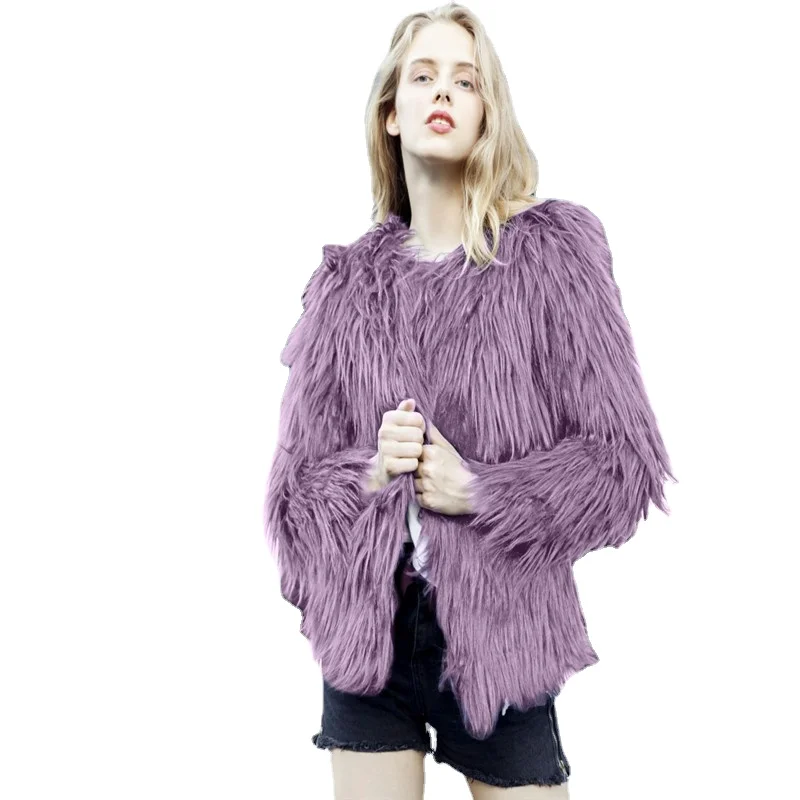 FAMILY Faux Fur Coat Women's Winter Jacket Waistcoat Family Matching Outfits Sheepskin Coat 2021 Mother Kids Fur Coat