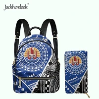 jackherelook tahiti polynesian print fashion pu small backpack clutch wallet for lady girls mini campus schoolbag female satchel