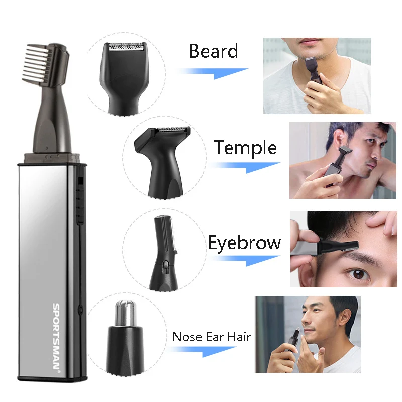 Спортман 4 в 1 USB электрическая мини бритва триммер для бровей боковая горелка